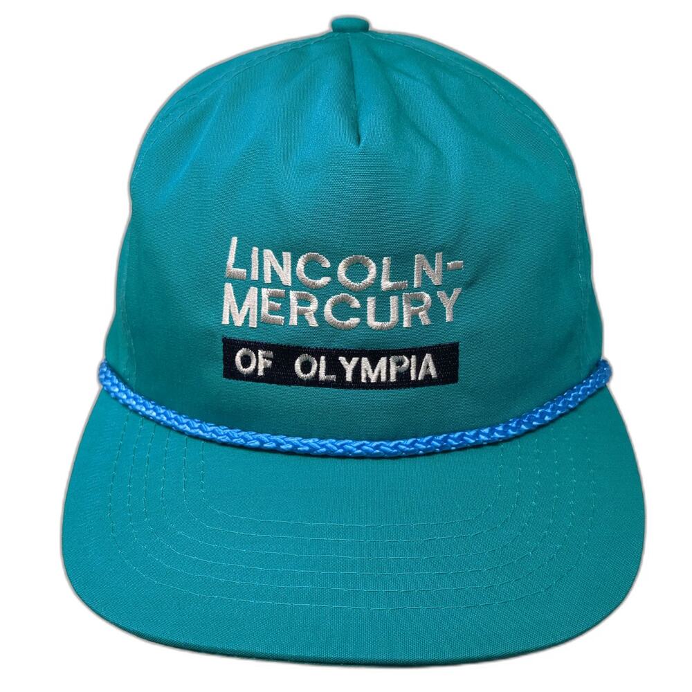 Otto Cap 5 Panel Blue One Size Hat Lincoln Mercury Olympia Rope Brim Strapback